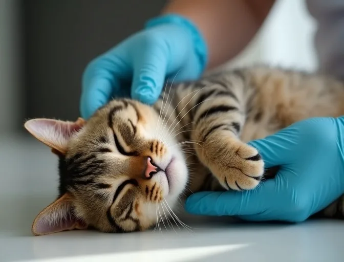 Specialist carefully handling a deceased cat with dignity in Belmont